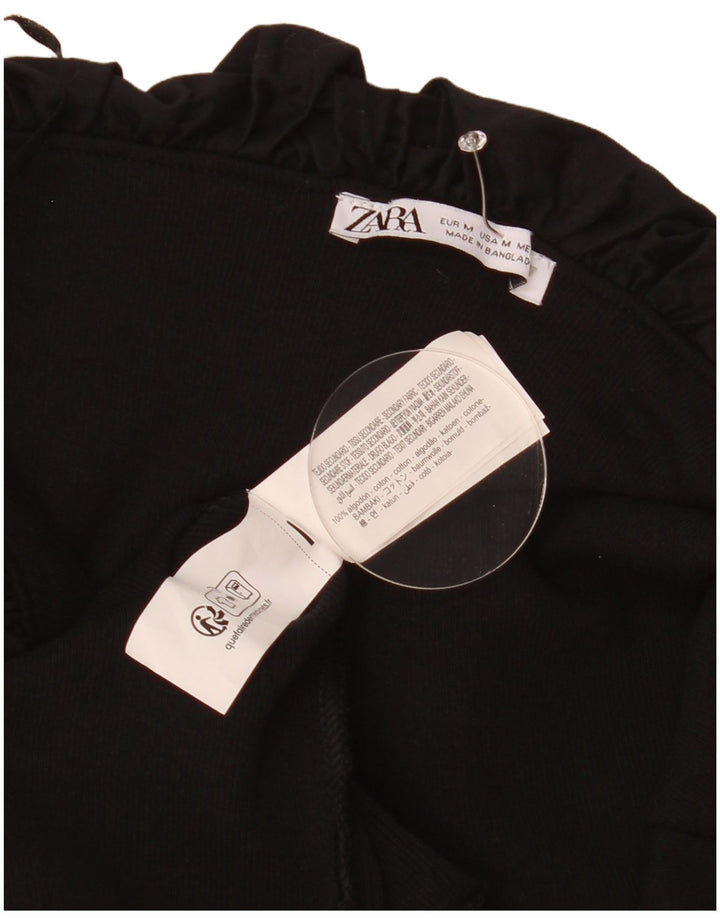 Женское платье с открытыми плечами Zara UK 12, средний черный хлопок, черный цвет