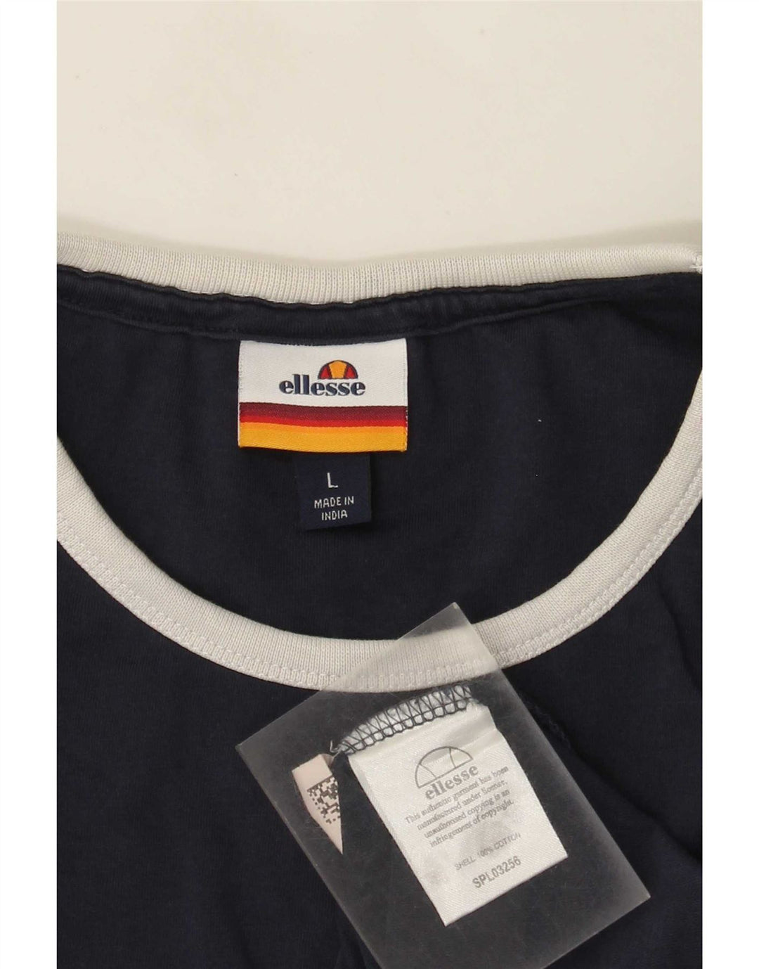 Мужской топ Ellesse с длинным рукавом, большой размер, темно-синий, хлопок