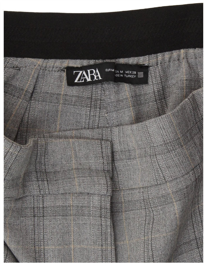 Женские узкие брюки чинос Zara Medium W28 L27, серые, полиэстер в клетку