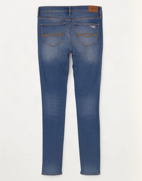Женские потертые джинсы скинни Abercrombie & Fitch США 6, средние W28 L27, синие