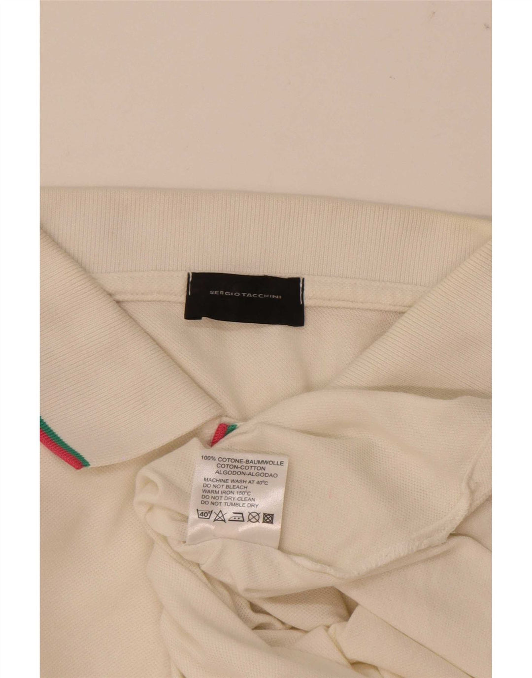 Мужская рубашка-поло Sergio Tacchini EU 48, средний белый хлопок