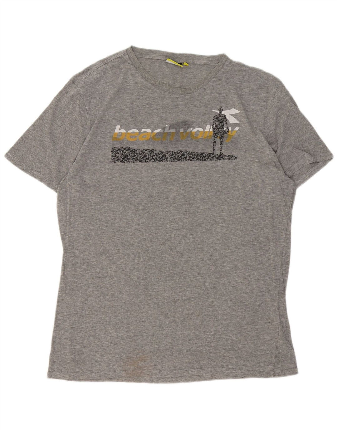 Мужская футболка с рисунком DIADORA, топ XL, серый хлопок в крапинку