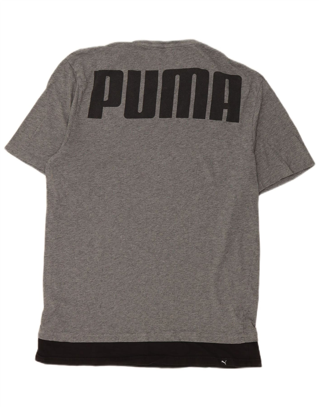 Мужская футболка с рисунком Puma, хлопковый топ среднего серого цвета с цветными блоками