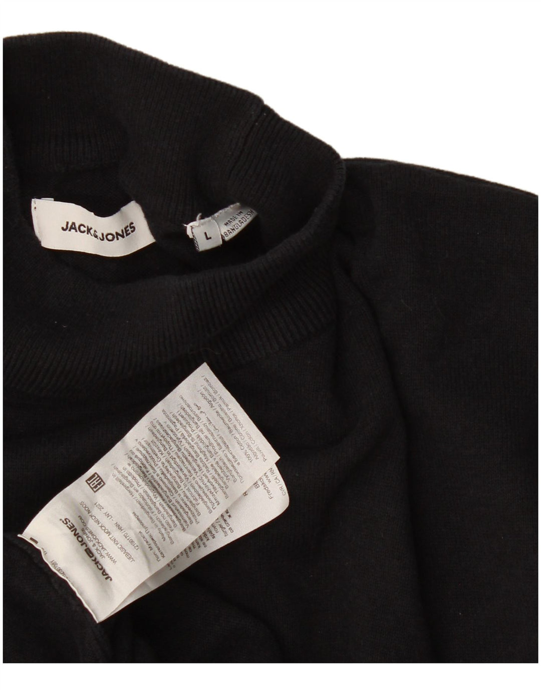 Мужской джемпер с высоким воротником Jack & Jones, большой черный хлопковый свитер