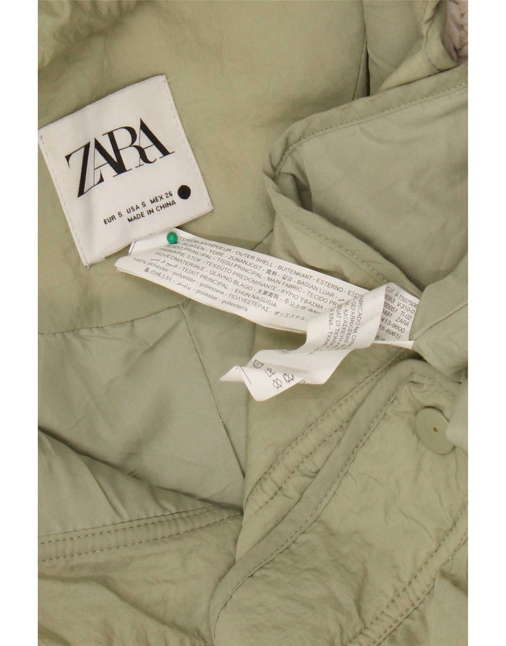 Женская ветровка оверсайз с капюшоном Zara UK 10, маленькая, бежевая