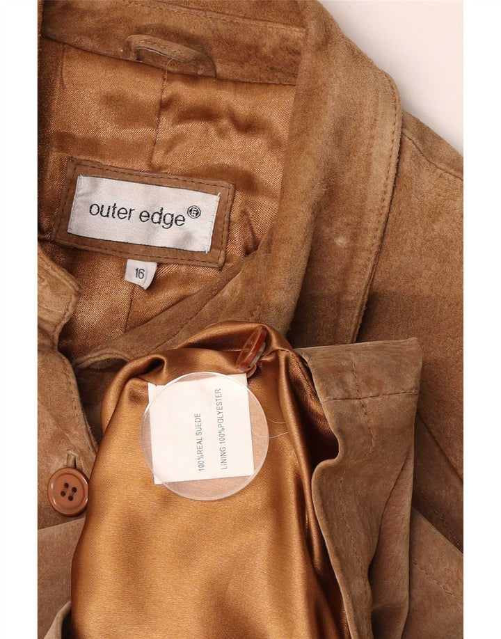 Женская замшевая куртка Outer Edge UK 16, большая коричневая кожа
