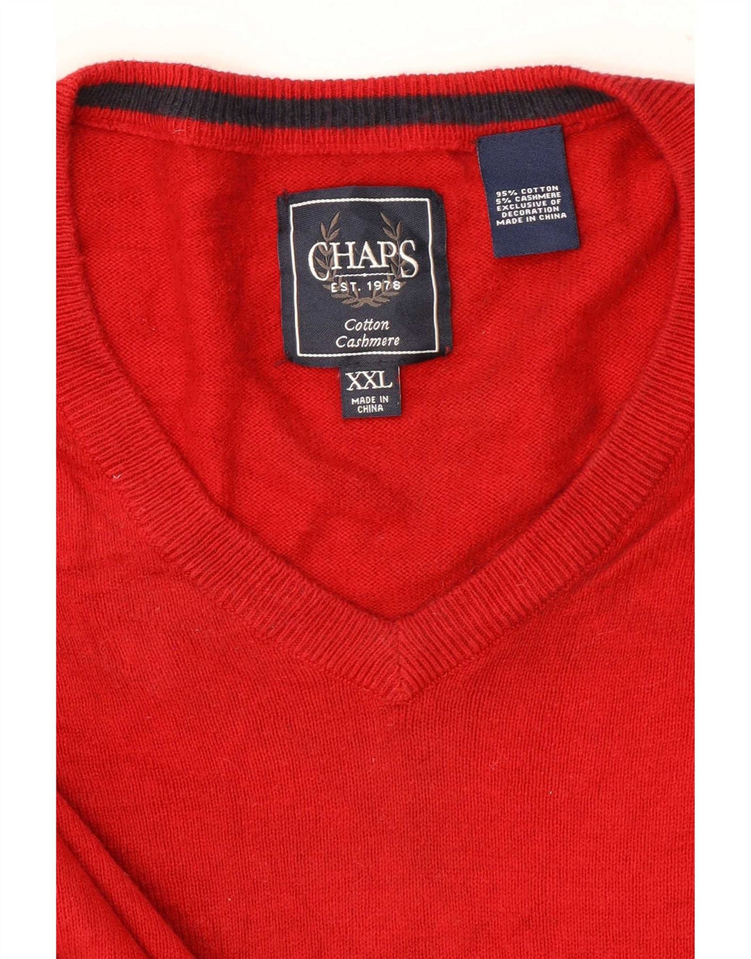Мужской джемпер с v-образным вырезом Chaps 2XL, красный хлопок
