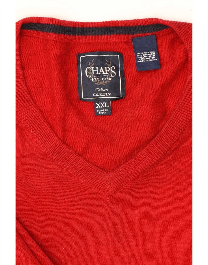 Мужской джемпер с v-образным вырезом Chaps 2XL, красный хлопок