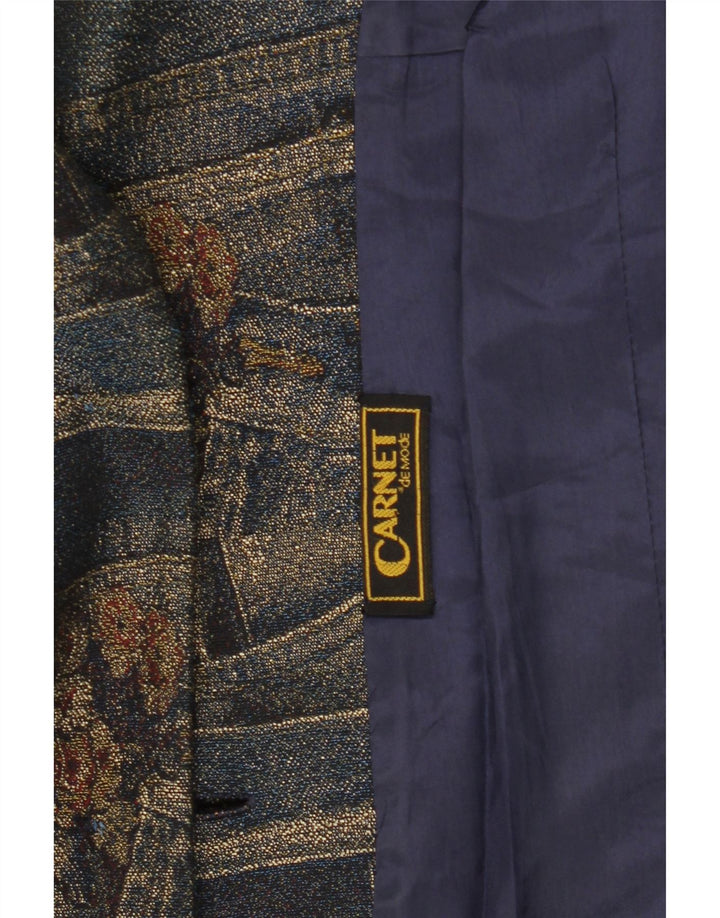 Женский пиджак Carnet на 3 пуговицах, Великобритания 14, средний темно-синий с цветочным принтом