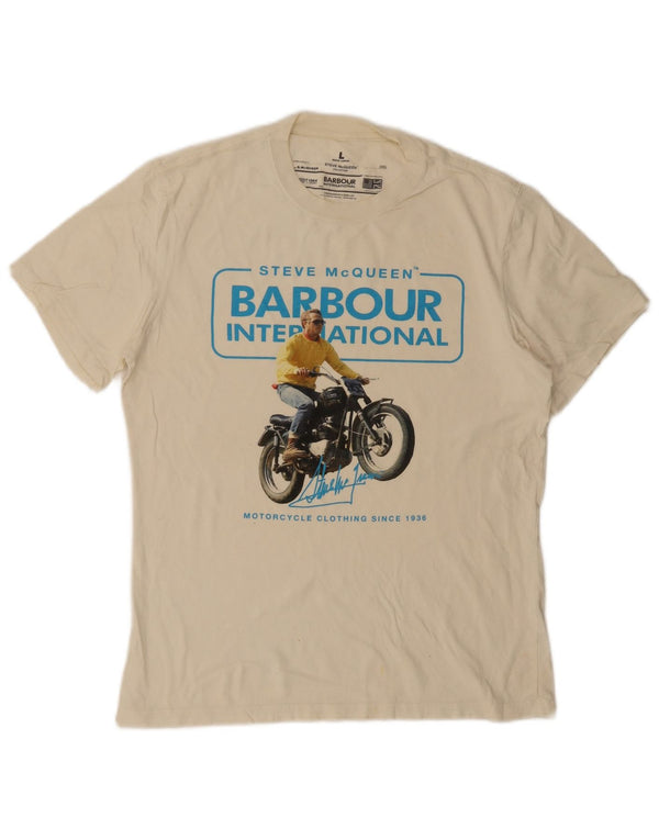 Мужская футболка Barbour с рисунком Steve McQueen, большой белый цвет