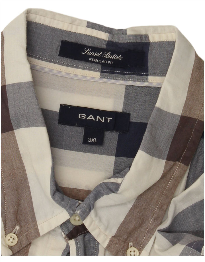 GANT Мужская рубашка стандартного кроя с коротким рукавом 3XL Темно-синяя клетка