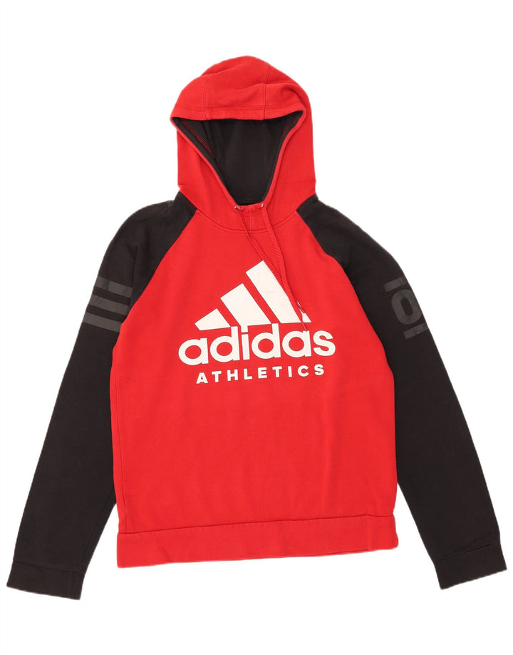 Мужской джемпер с капюшоном Adidas с рисунком, средний красный, цветной блок