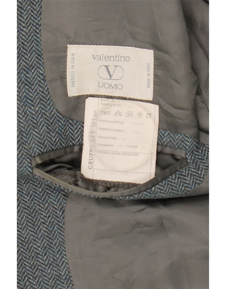Мужской пиджак Valentino на 2 пуговицах IT 50, большая серая шерсть с узором «в елочку»