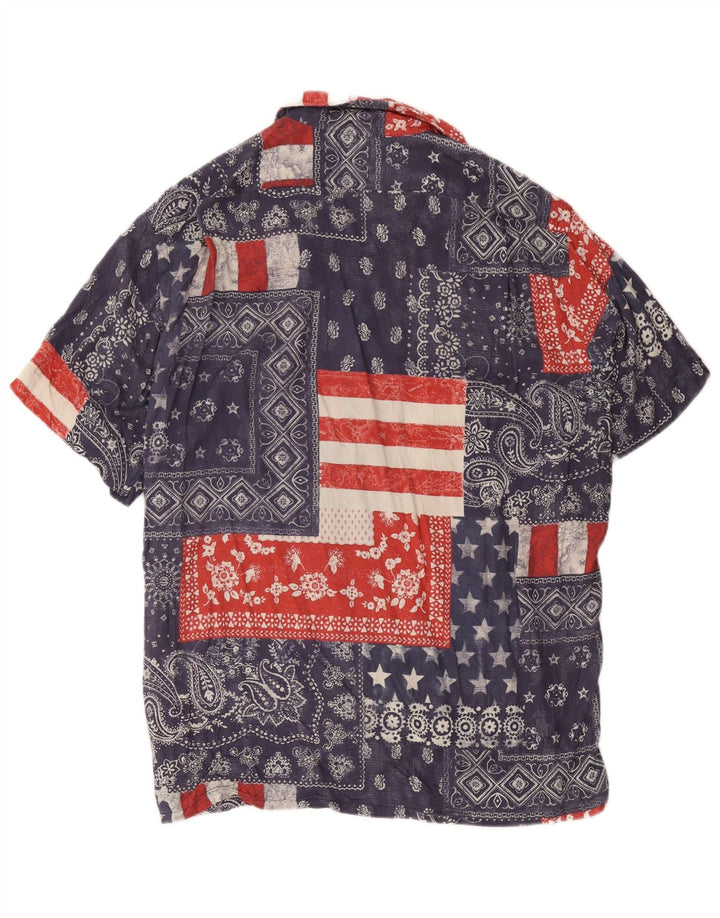 Мужская рубашка с коротким рукавом Polo Ralph Lauren, большая темно-синяя в стиле пэчворк