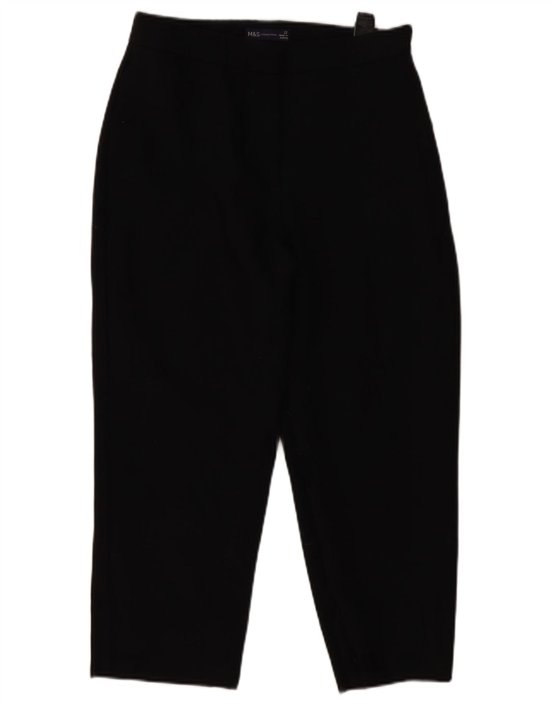 MARKS & SPENCER Womens Cropped Trousers UK 12 Medium W30 L22  Black