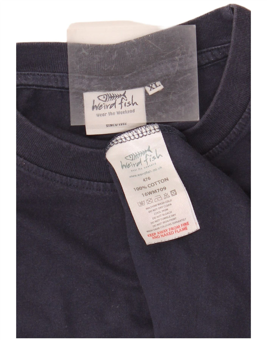 Мужская футболка с рисунком WEIRD FISH Top XL, темно-синий хлопок