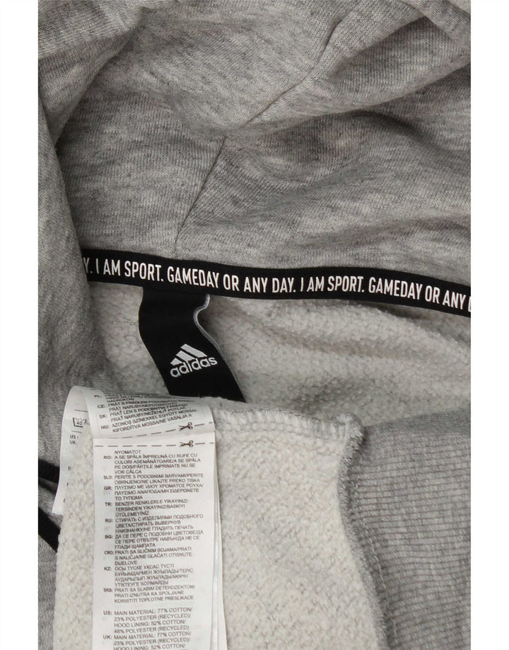 Мужской джемпер с капюшоном Adidas с графическим рисунком, средний серый, хлопок