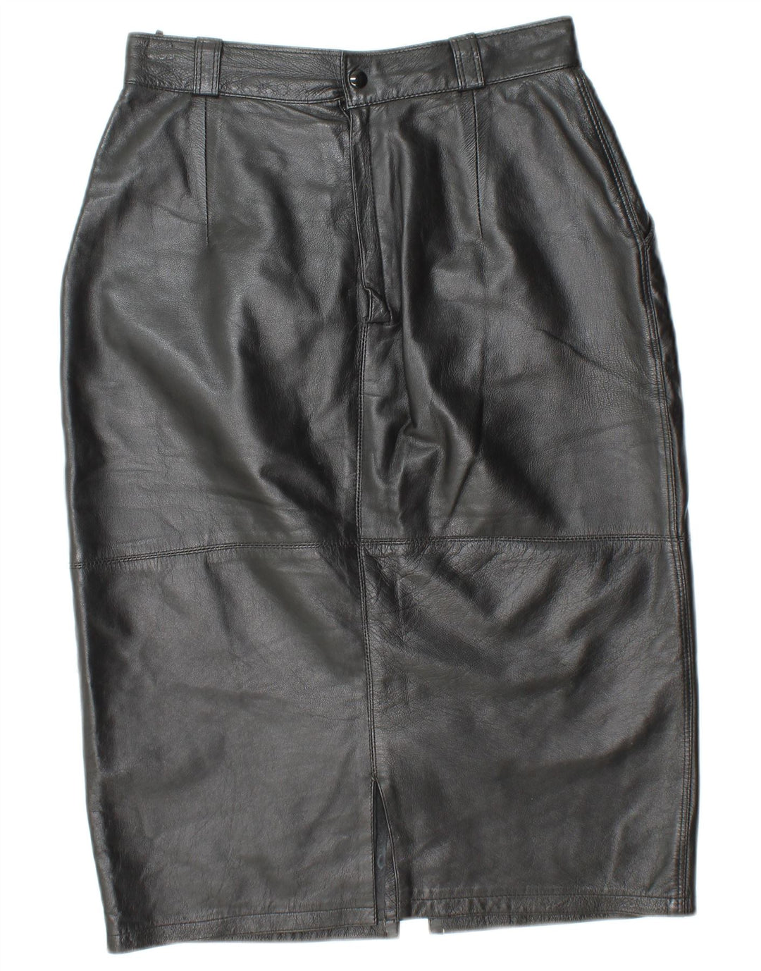 ВИНТАЖНАЯ Женская кожаная юбка с завышенной талией IT 44 Medium W26 Черная кожа