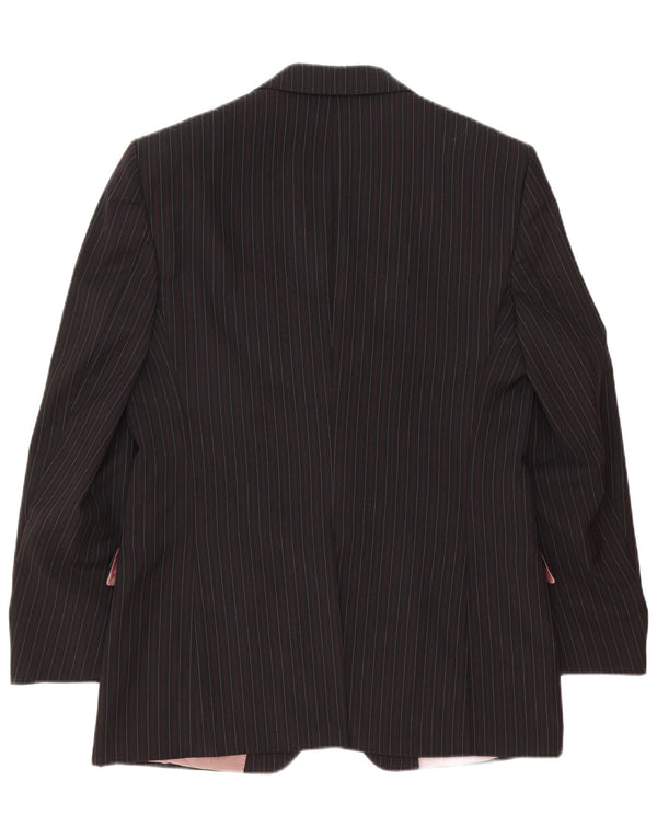 Мужской пиджак с 3 пуговицами Hugo Boss IT 52 XL, черная классическая шерсть в тонкую полоску