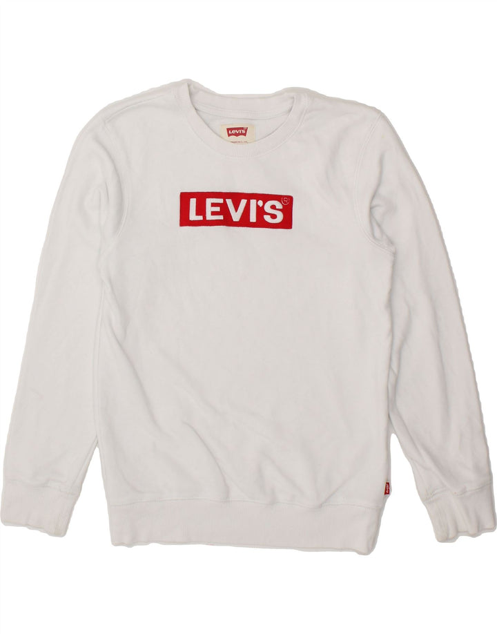 LEVI'S Boys Graphic Sweatshirt Jumper 15-16 Years White Cotton Vintage Levi's and Second-Hand Levi's from Messina Hembry 