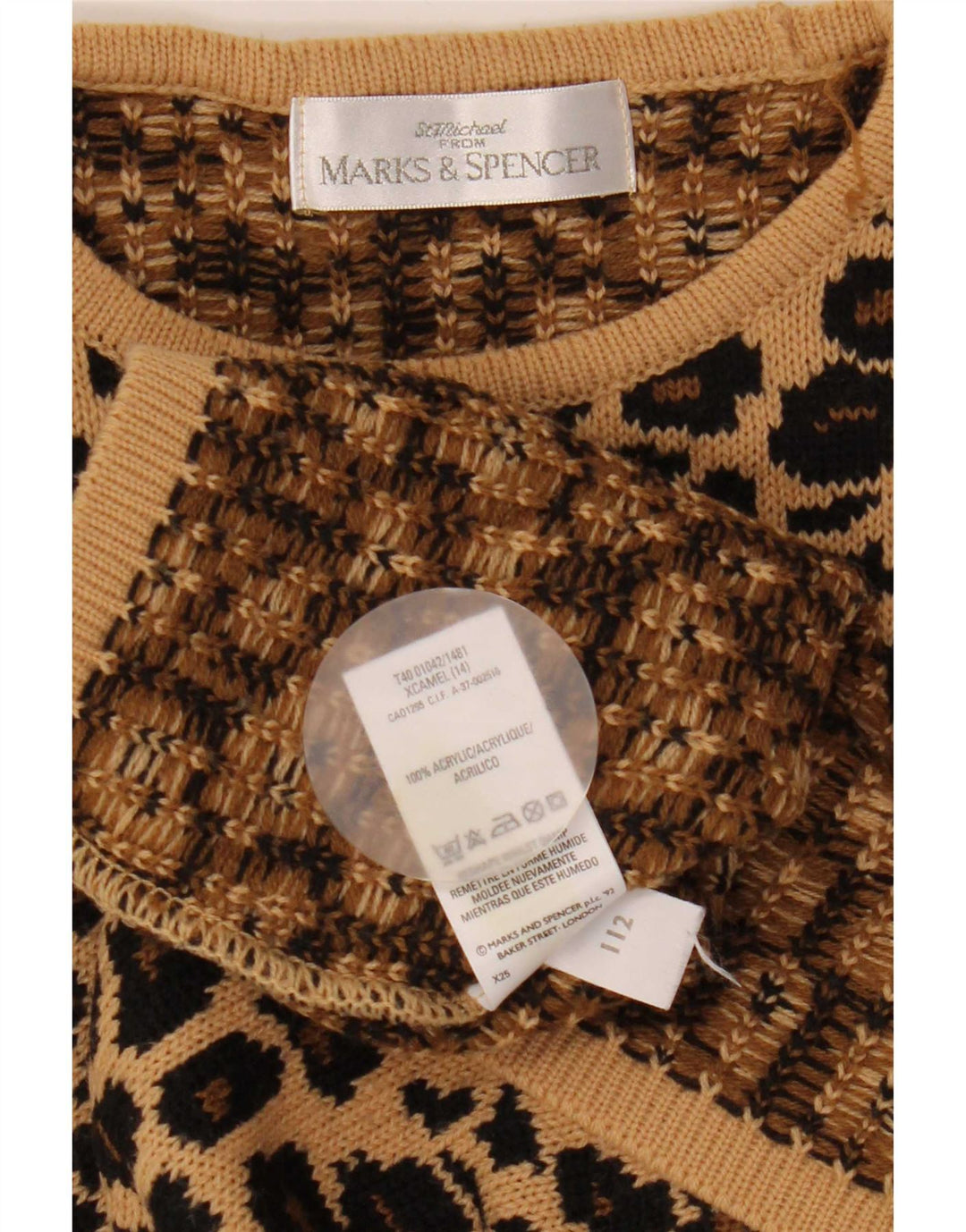 Женский джемпер с круглым вырезом Marks & Spencer, Великобритания 14, большой коричневый