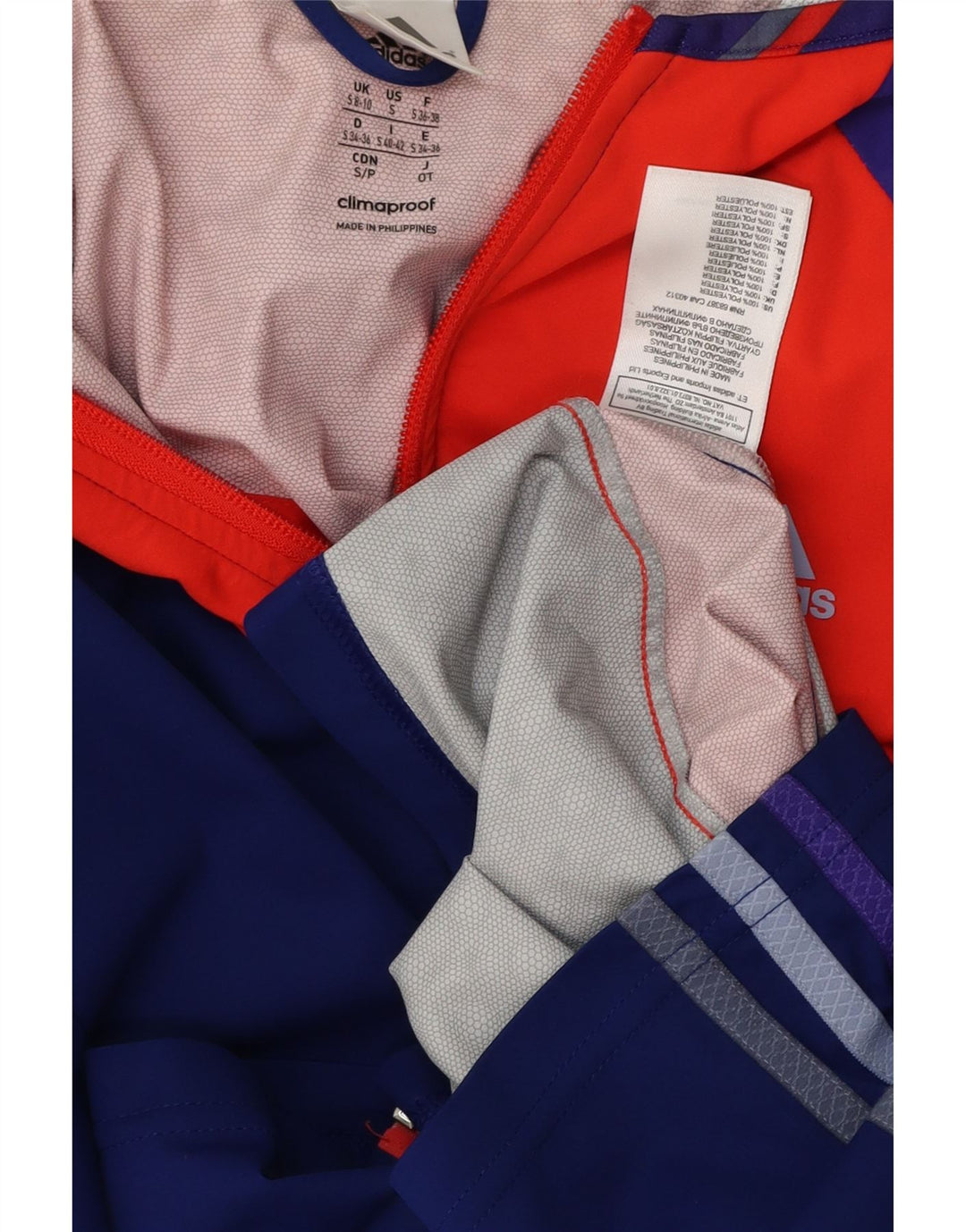 Женская дождевик ADIDAS Clima Proof UK 8/10, маленькая синяя с цветными блоками