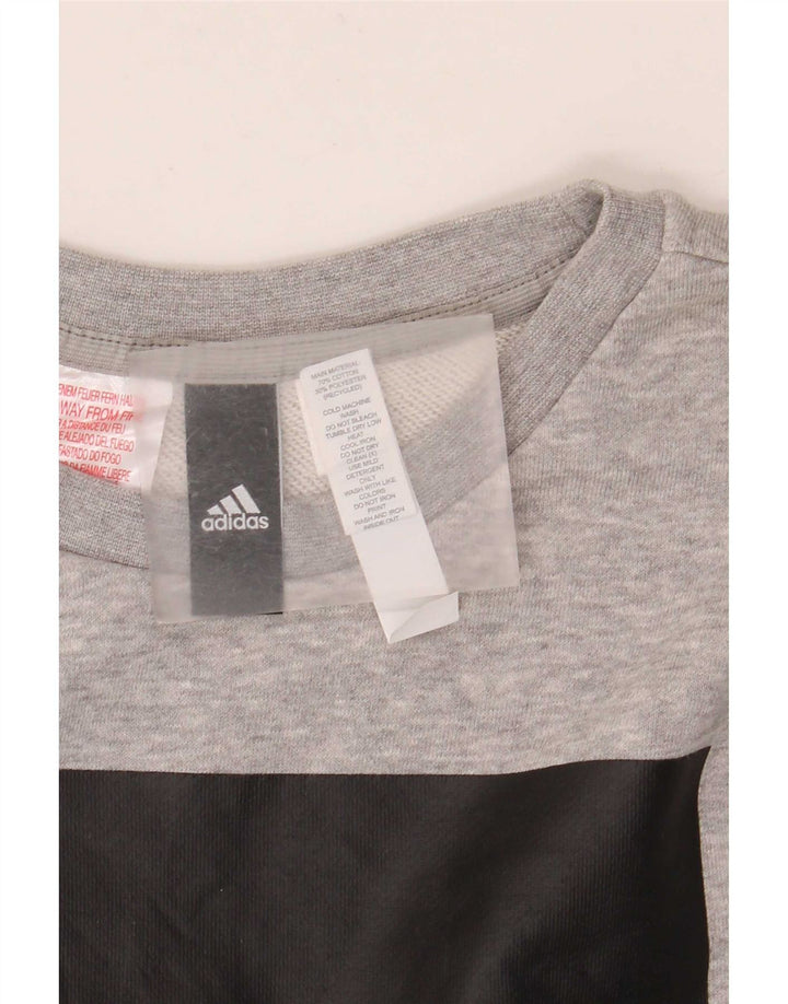 Джемпер с рисунком Adidas для мальчиков 13-14 лет, серый хлопок