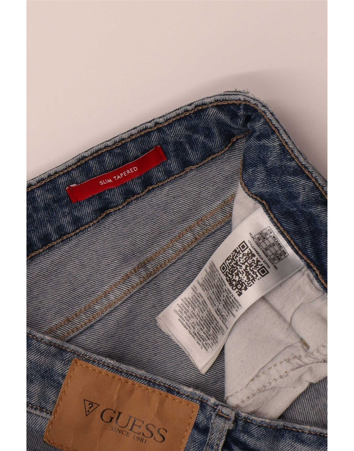 Женские узкие зауженные джинсы Guess W32 L34 синие из полиэстера