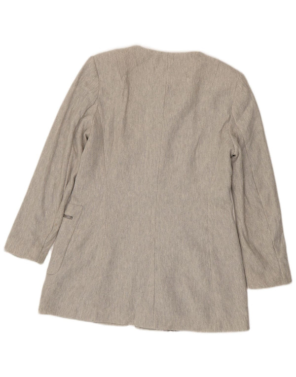 Женский пиджак Zara с молнией во всю длину, Великобритания, 18 XL, серый хлопок, с узором «в елочку»