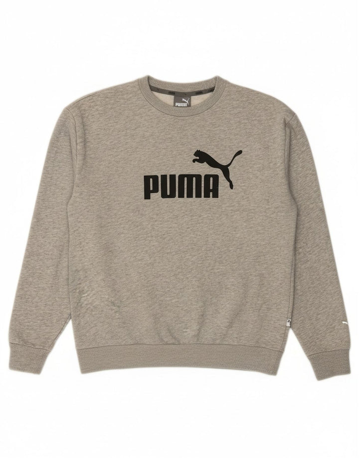 PUMA Womens Oversized Graphic Sweatshirt Jumper UK 10 Small  Grey Flecked