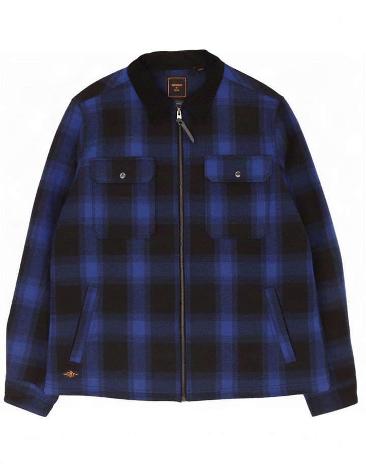 Мужская куртка-рубашка Superdry UK 44 2XL Темно-синяя шерстяная клетка
