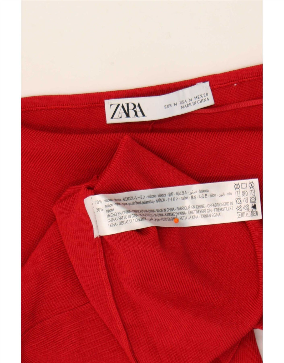 Женский укороченный топ на одно плечо Zara UK 12, средний красный вискоза