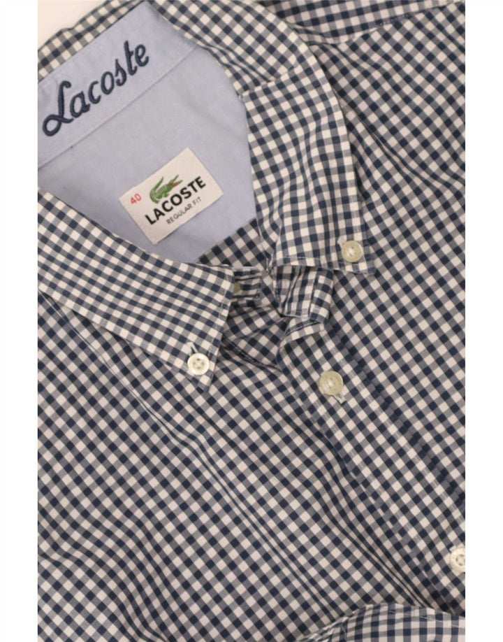 Мужская рубашка с коротким рукавом Lacoste, размер 40, средний темно-синий в мелкую клетку