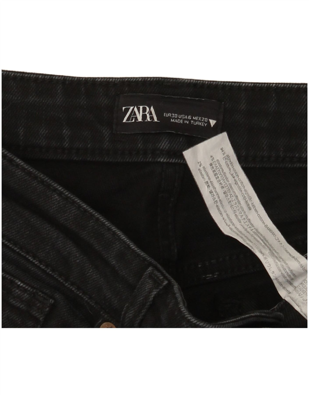 Женские джинсы Bootcut Zara EU 38, маленькие W28 L26, черный хлопок