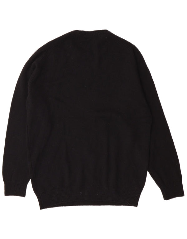 Мужской джемпер с круглым вырезом Marks & Spencer, маленький черный из овечьей шерсти