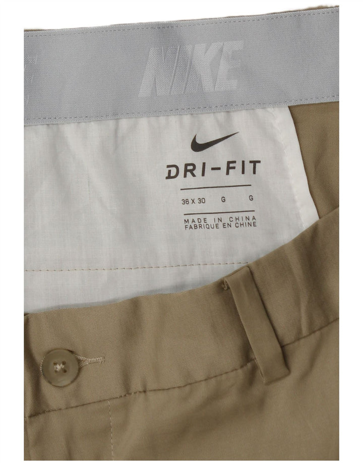 NIKE Mens Dri Fit Straight Chino Trousers W36 L30  Beige Polyester