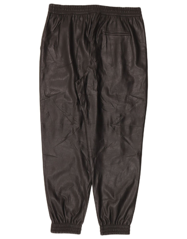 Zara Mens Pegged Faux Leather Trousers Large W34 L28 Black Polyethylene