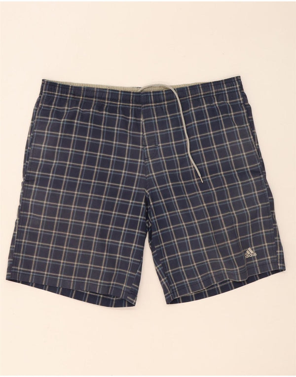 Мужские шорты для плавания Adidas, темно-синие, хлопковые, в клетку