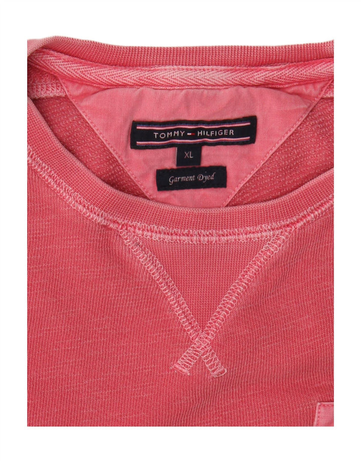 TOMMY HILFIGER Mens Sweatshirt Jumper XL Pink Vintage Tommy Hilfiger and Second-Hand Tommy Hilfiger from Messina Hembry 