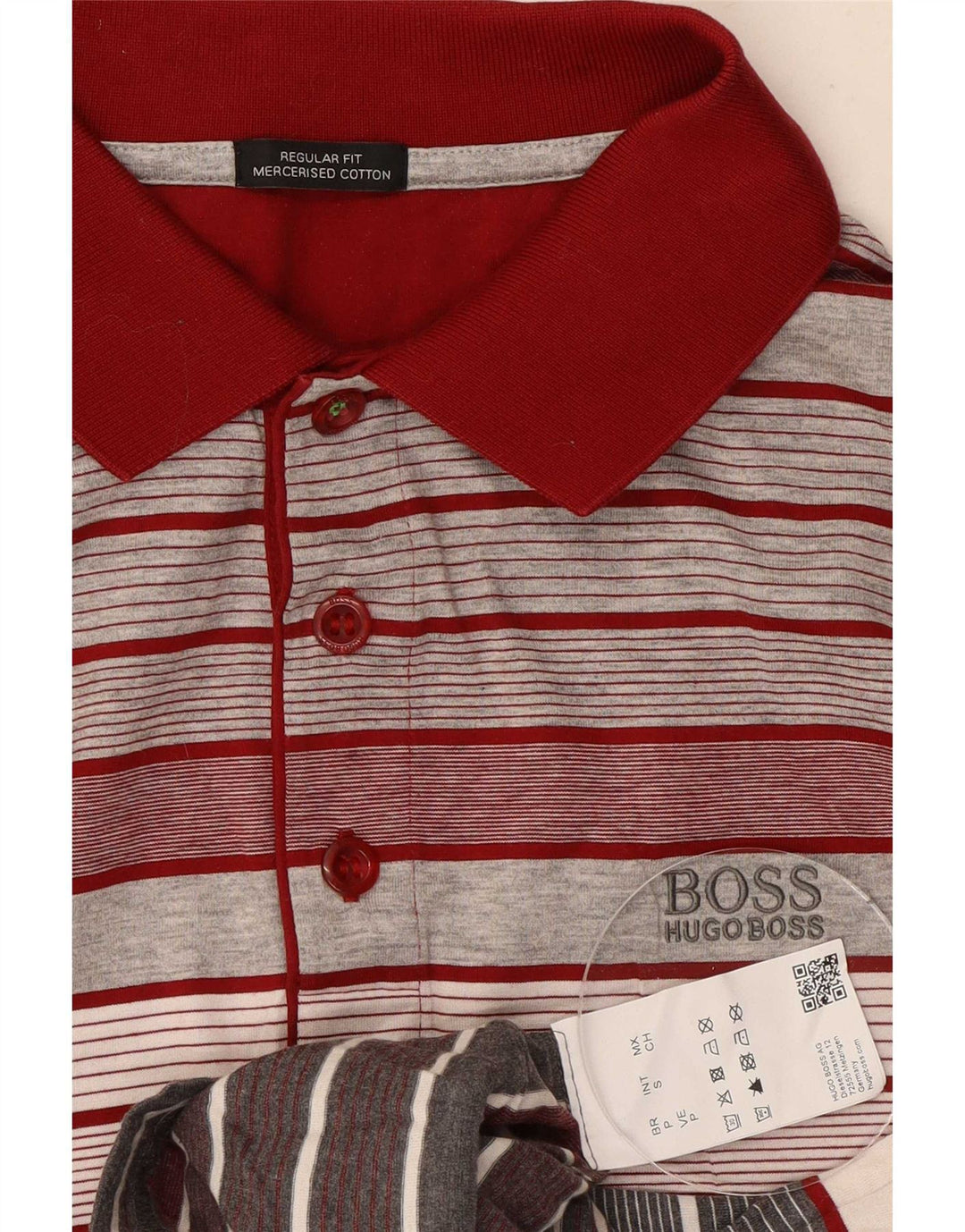 Мужская рубашка-поло обычного кроя Hugo Boss, маленькая хлопковая красная полоска