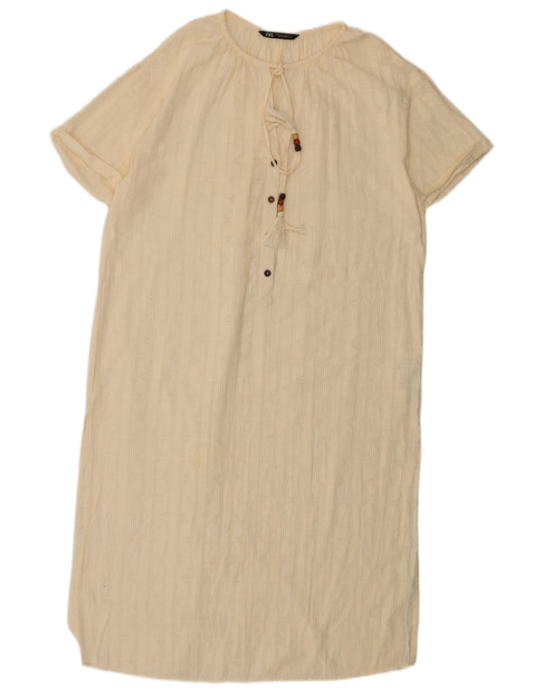 Женское платье прямого кроя Zara UK 18 XL, хлопок в бежевую полоску