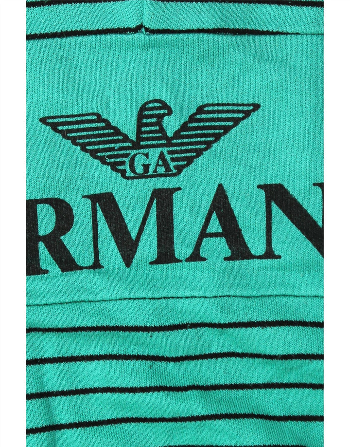 Armani Мужской свитшот с воротником-поло с рисунком, большой бирюзовый в полоску