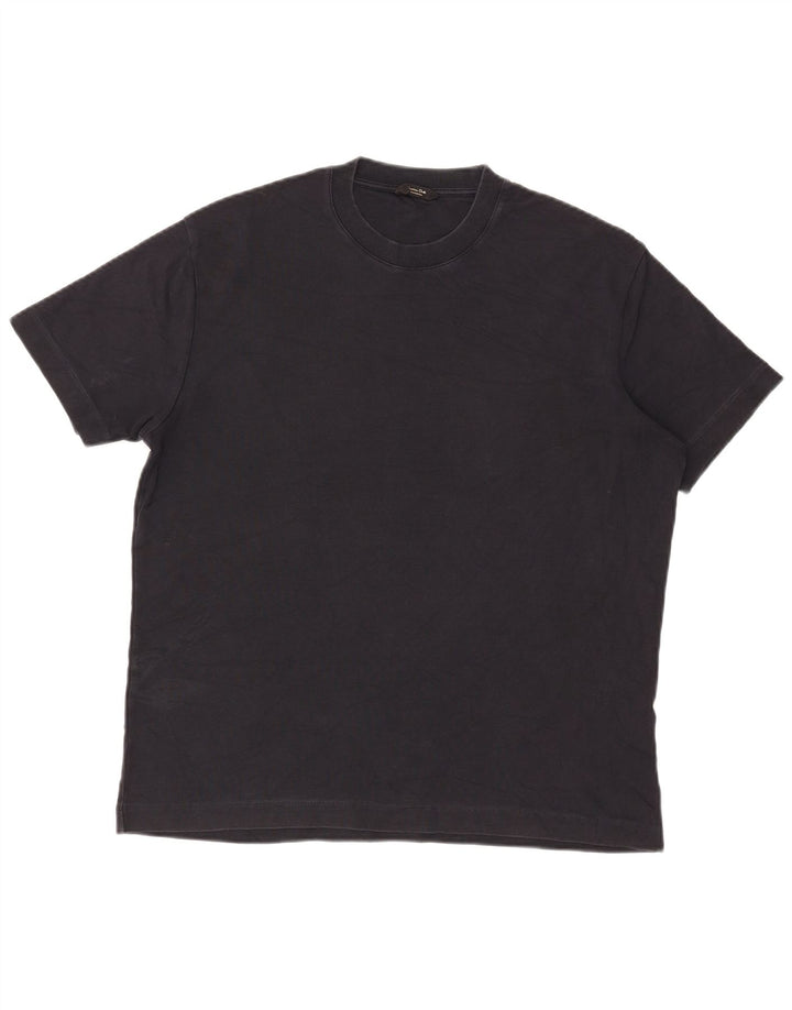 Massimo Dutti Мужская футболка из хлопка среднего размера, черная
