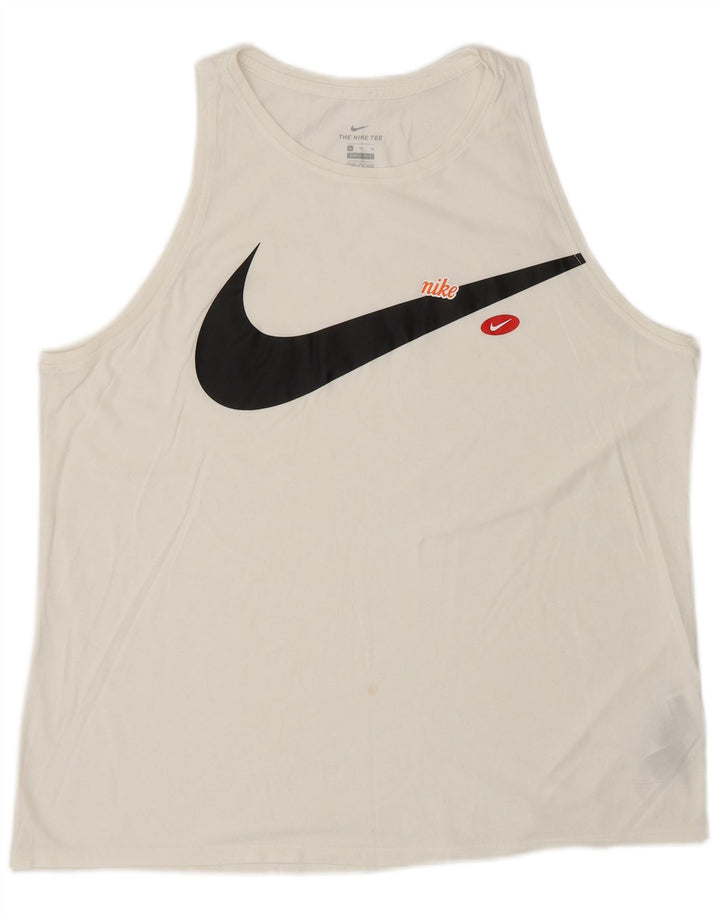 Мужской жилет с графическим принтом Nike Dri Fit среднего размера, белый хлопок