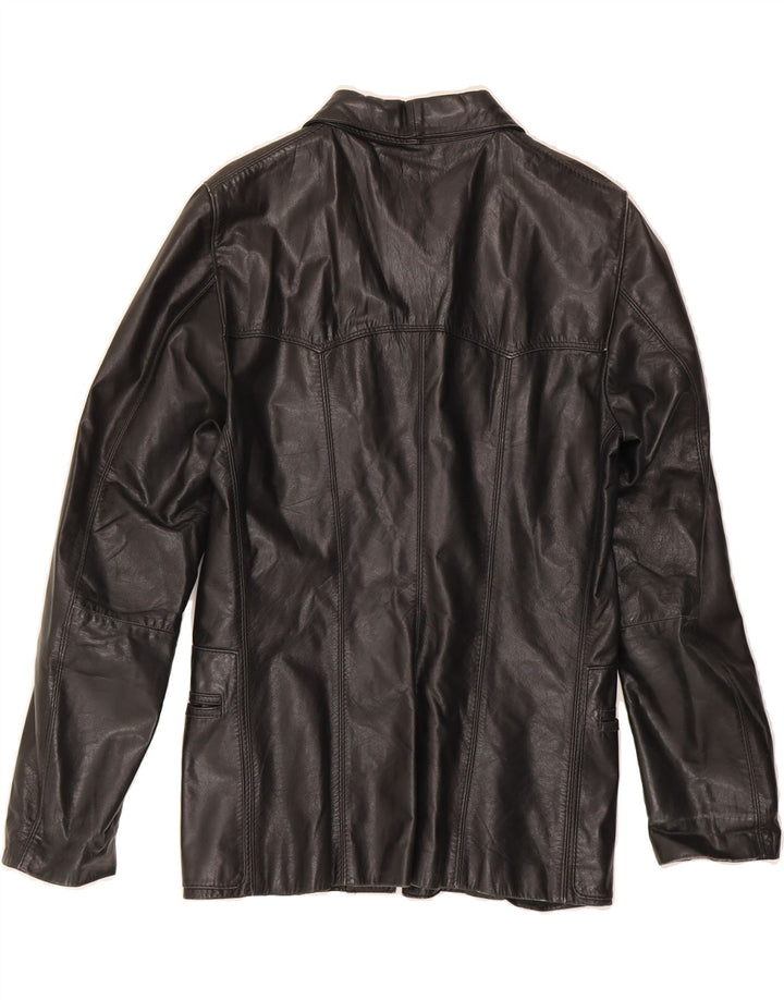 VINTAGE Womens Leather Jacket IT 48 XL Black Vintage Vintage and Second-Hand Vintage from Messina Hembry 