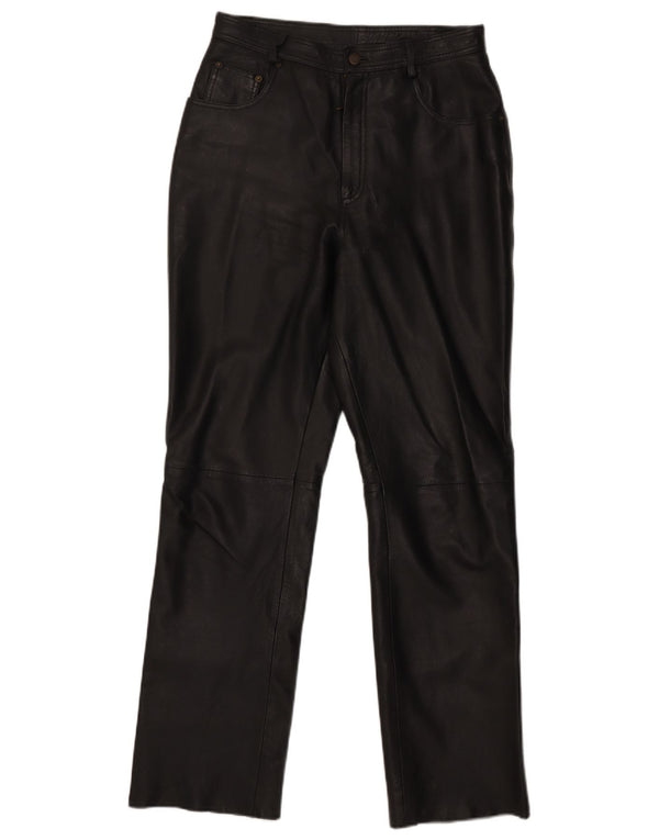 Винтажные женские прямые кожаные брюки UK 14 Medium W30 L31, черные