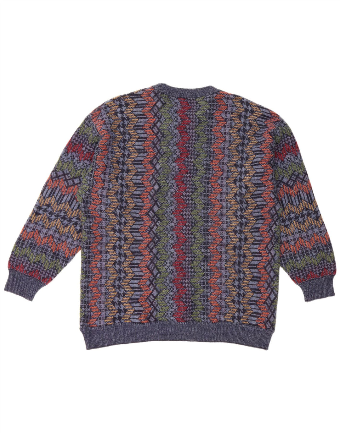 Мужской джемпер с вырезом «лодочка» CASSAN IT 52, большой темно-синий, шерсть с шевроном