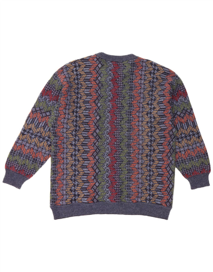 Мужской джемпер с вырезом «лодочка» CASSAN IT 52, большой темно-синий, шерсть с шевроном