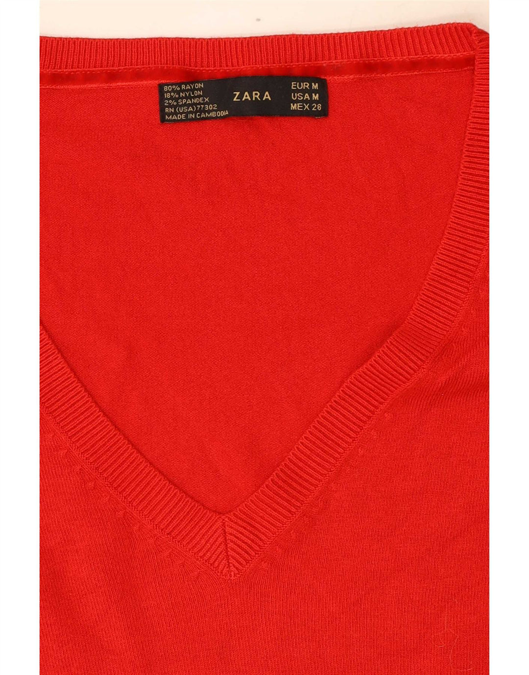 Женский джемпер с v-образным вырезом Zara UK 12, средний красный вискоза