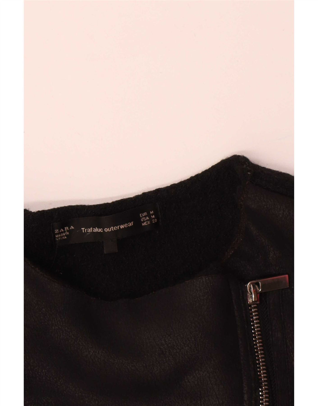 Женская кожаная косуха Zara UK 12, средний черный